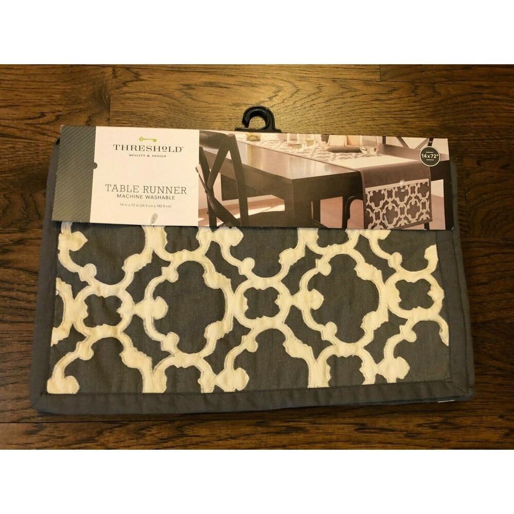 THRESHOLD 72"x14" Table Runner GRAY Design *NEW* PRETTY Z21